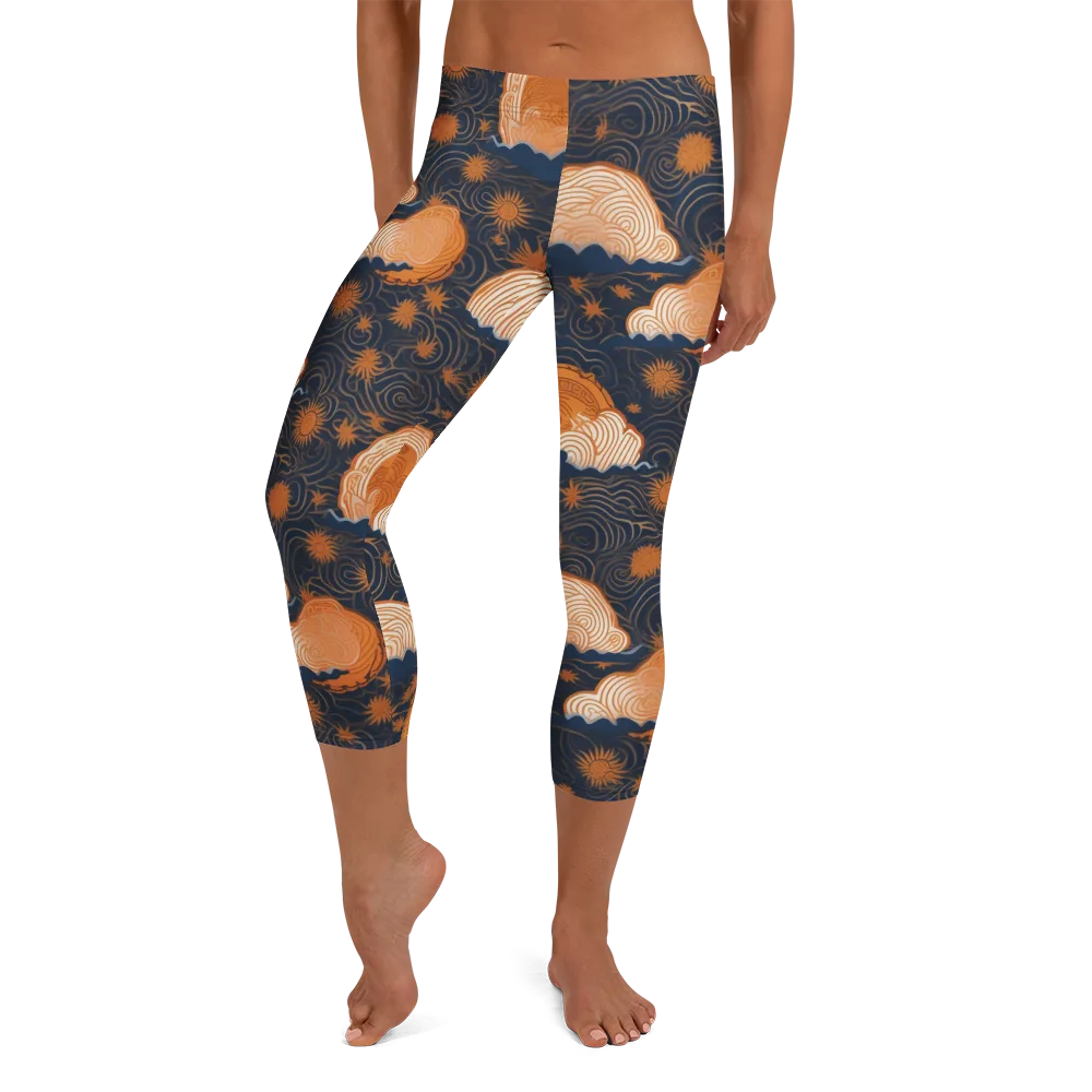 Indigo Tide Relic on Capri Leggings — Front