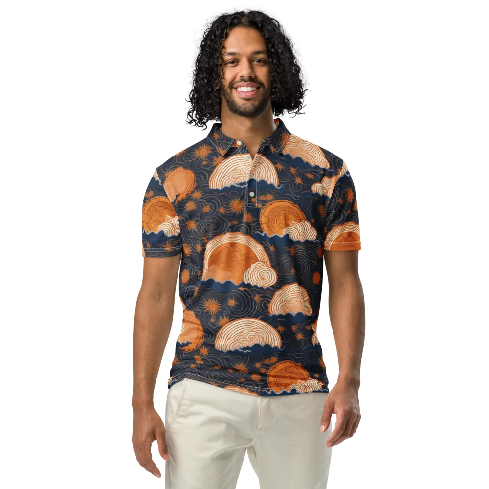 Indigo Tide Relic on Men's Slim Fit Polo Shirt — Front