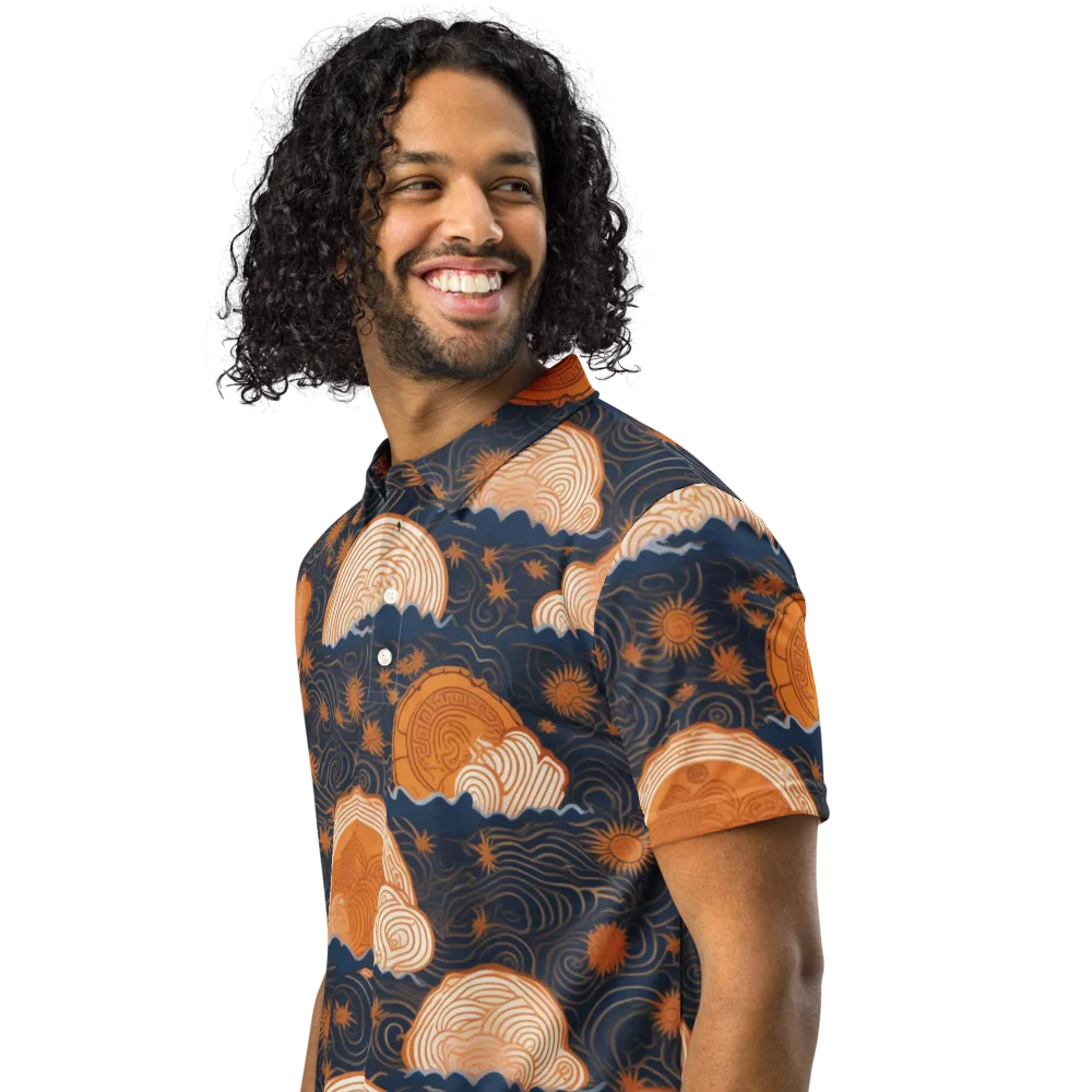 Indigo Tide Relic on Men's Slim Fit Polo Shirt — Left Front