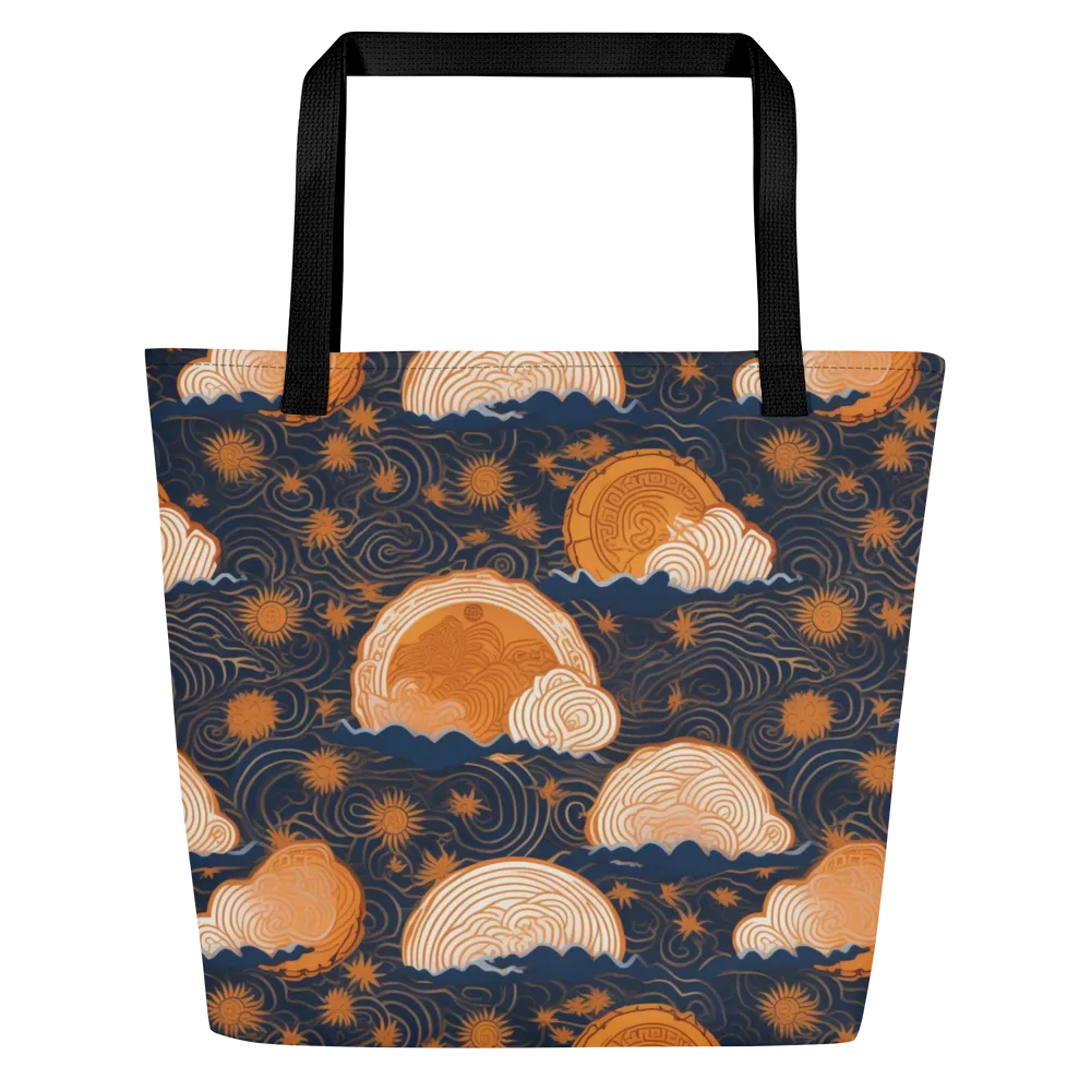 Indigo Tide Relic on Large Tote Bag W/ Pocket — Front