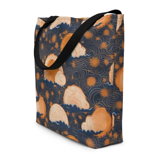 Indigo Tide Relic on a Large Tote Bag W/ Pocket
