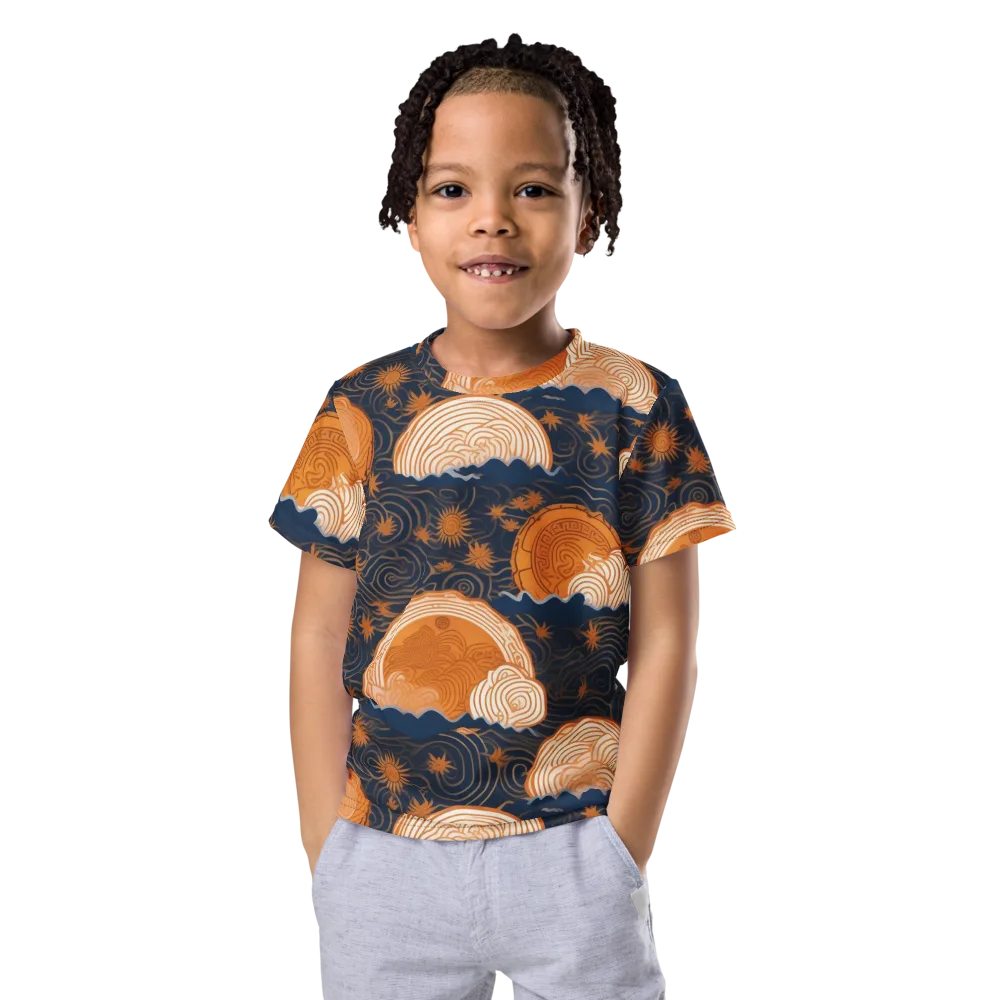 Indigo Tide Relic on Kids Crew Neck T-Shirt — Front