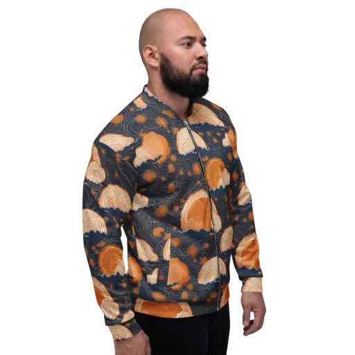 Indigo Tide Relic on a Bomber Jacket