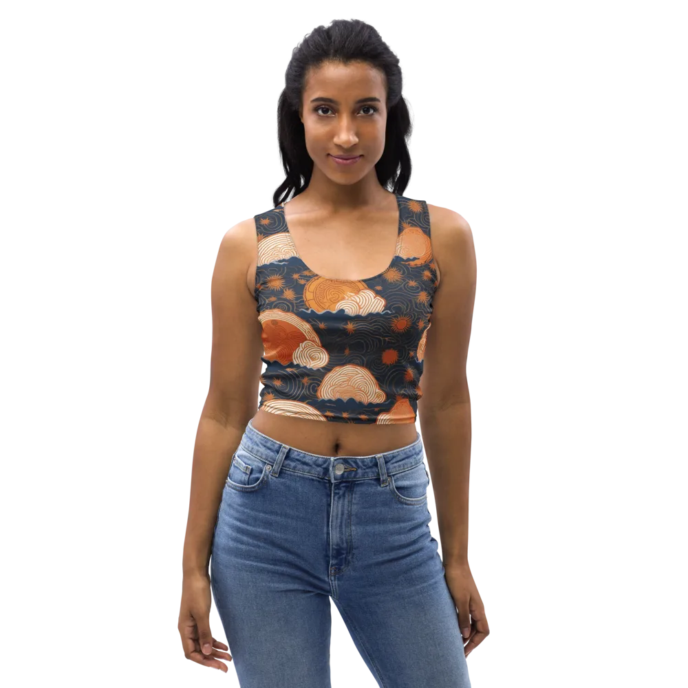 Indigo Tide Relic on Crop Top — Front