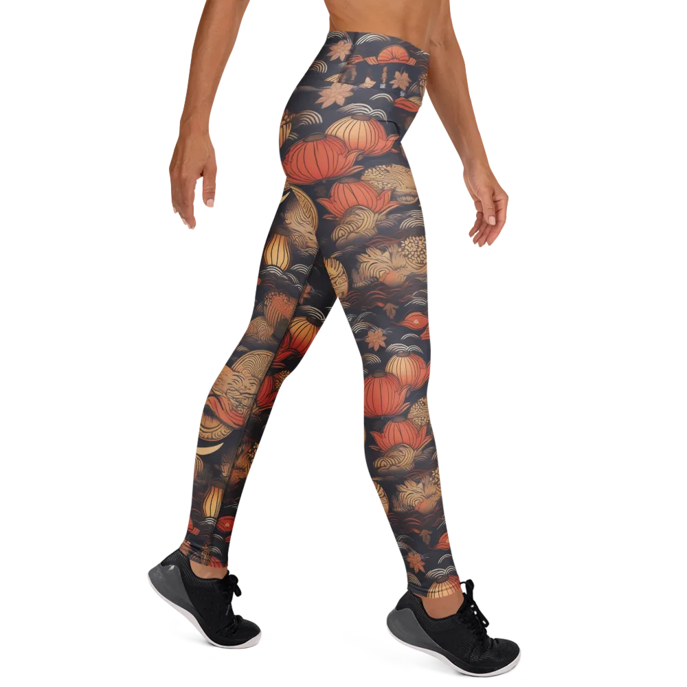 Lanterns On Dark Water on Yoga Leggings — Right