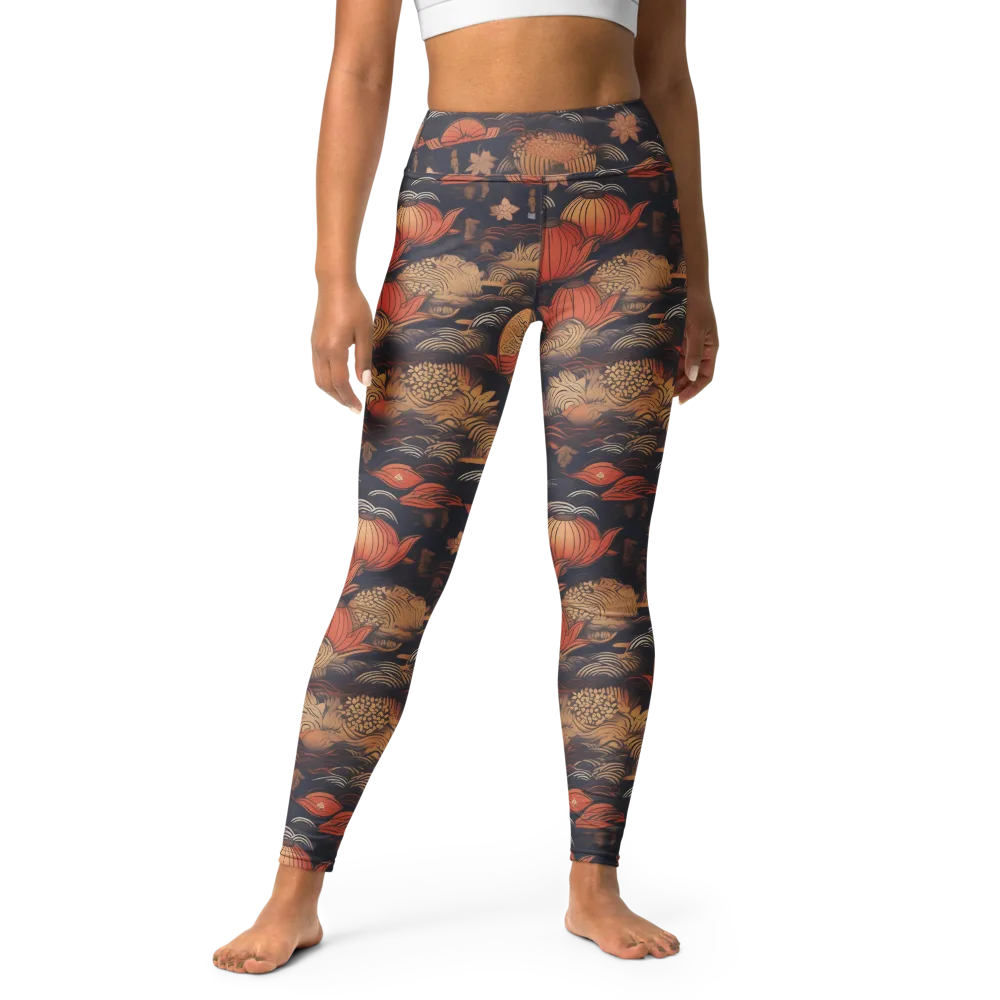 Lanterns On Dark Water on Yoga Leggings — Front