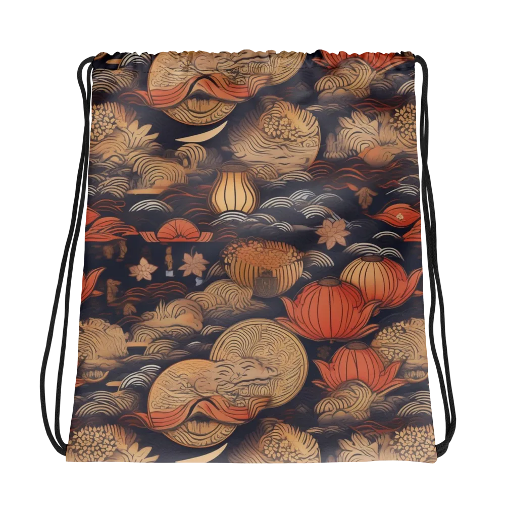 Lanterns On Dark Water on Drawstring Bag — Photo