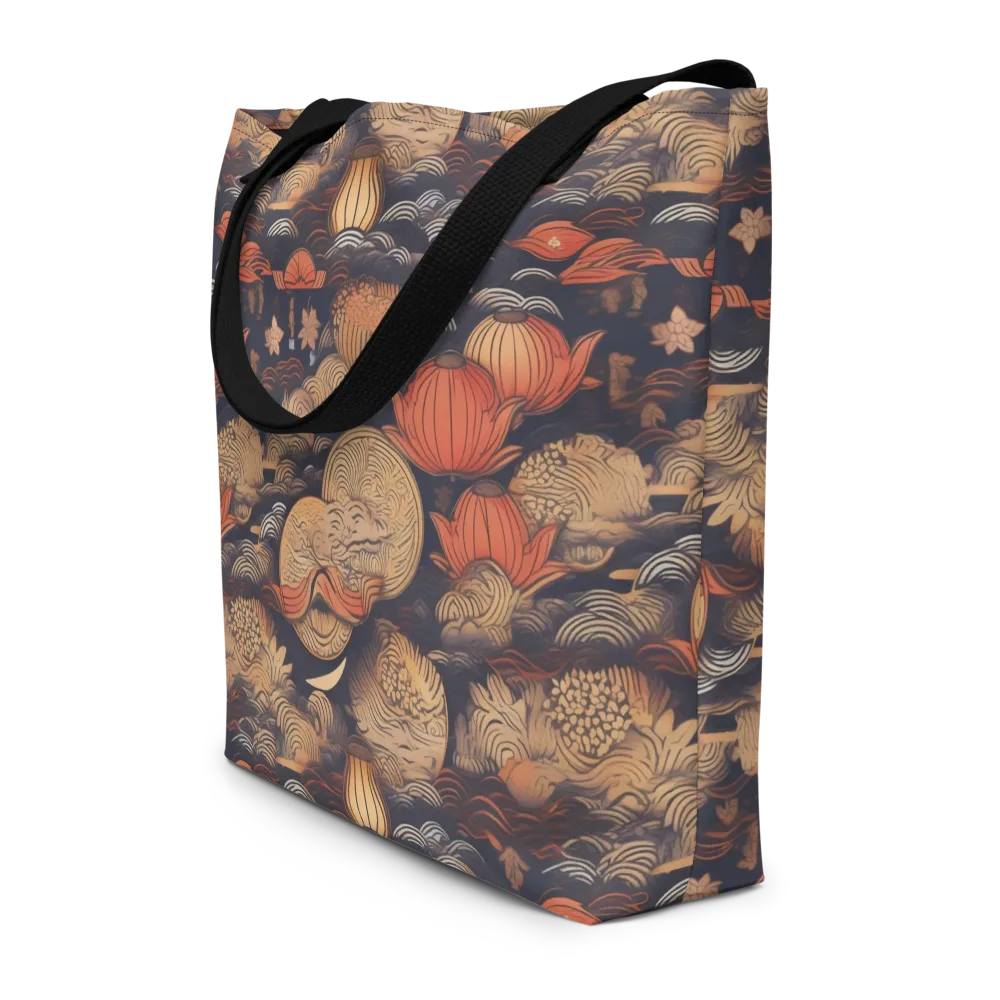 Lanterns On Dark Water on Large Tote Bag W/ Pocket — Front