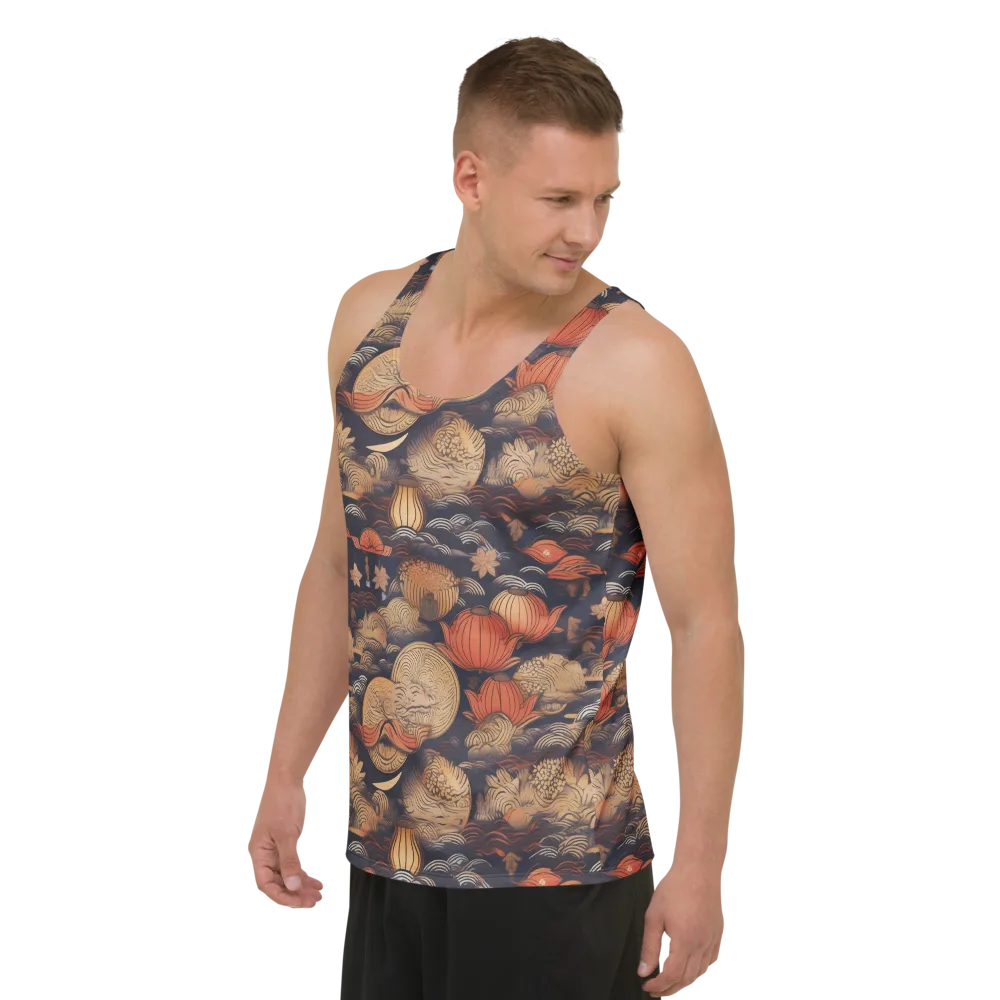 Lanterns On Dark Water on Men's Tank Top — Left Front