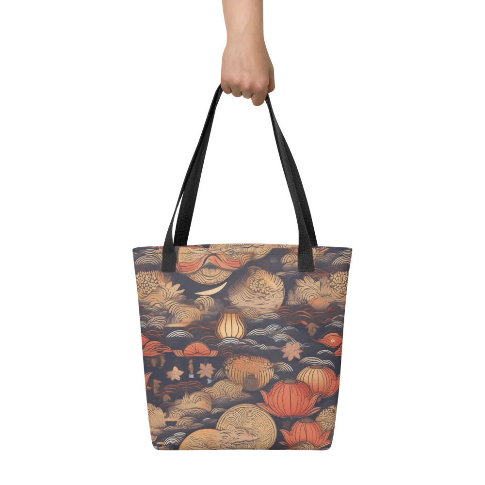 Lanterns On Dark Water on Tote Bag — Front
