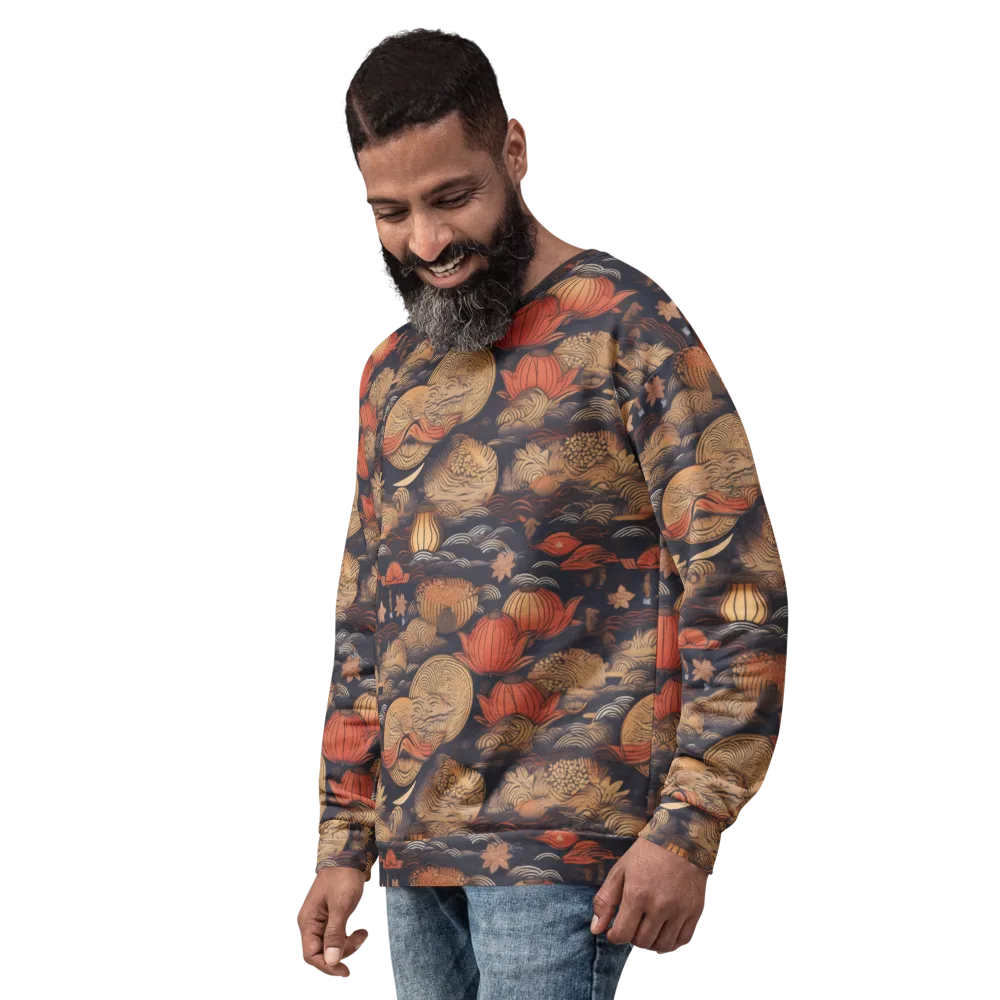 Lanterns On Dark Water on Sweatshirt — Left Front