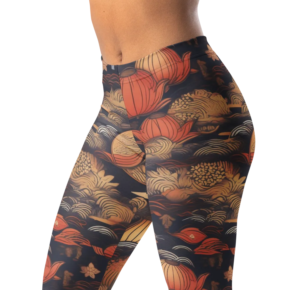 Lanterns On Dark Water on Leggings — Left Front
