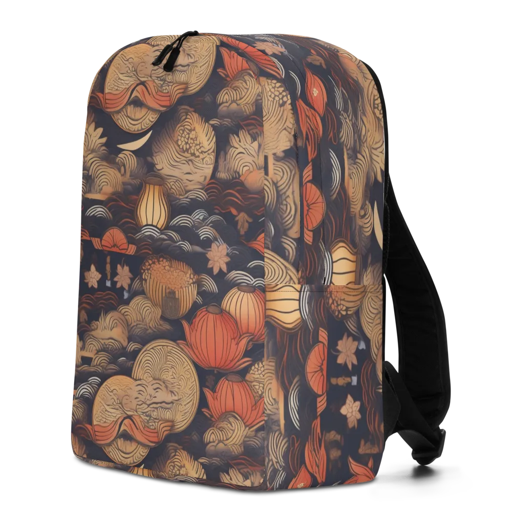 Lanterns On Dark Water on Minimalist Backpack — Left