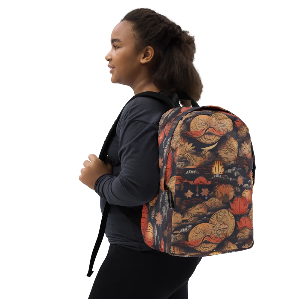 Lanterns On Dark Water on Minimalist Backpack — Right Front