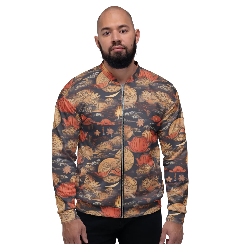 Lanterns On Dark Water on Bomber Jacket — Front