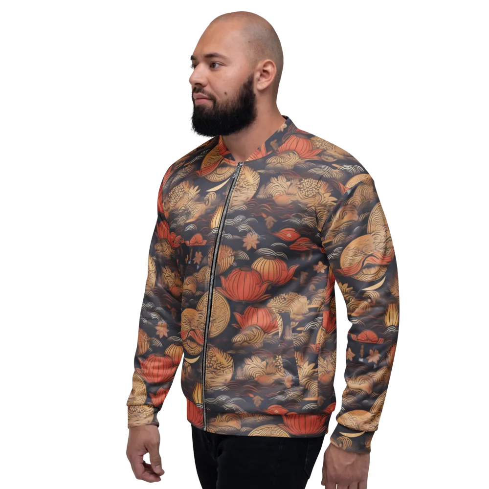 Lanterns On Dark Water on Bomber Jacket — Left