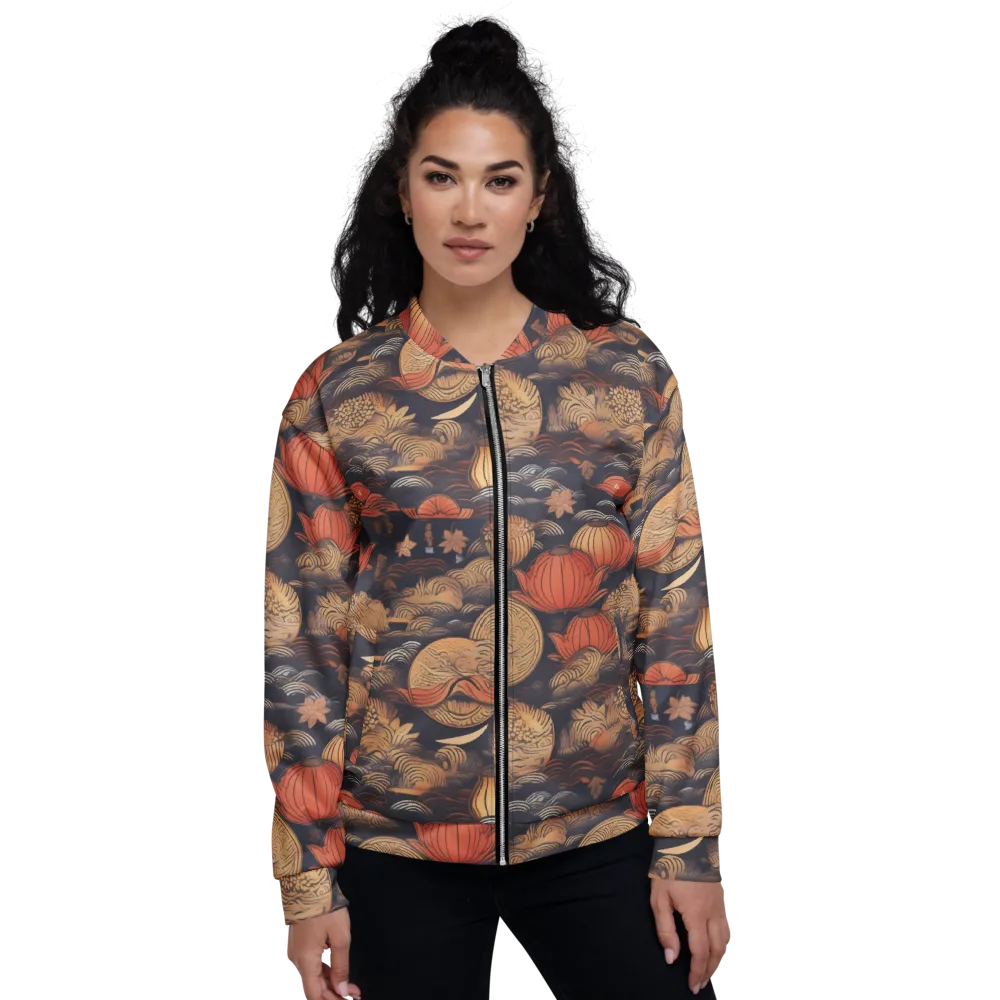 Lanterns On Dark Water on Bomber Jacket — Front