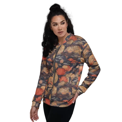 Lanterns On Dark Water on a Bomber Jacket