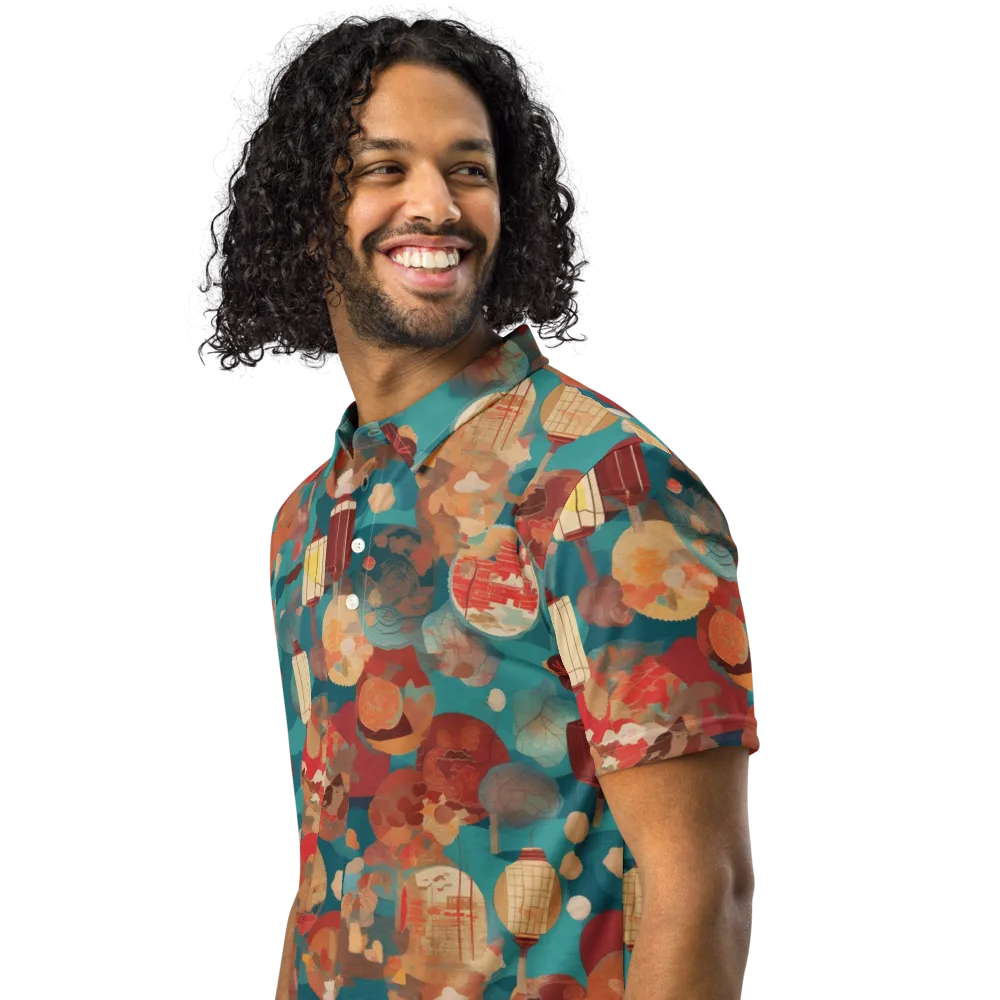 Lantern Garden on Men's Slim Fit Polo Shirt — Left Front