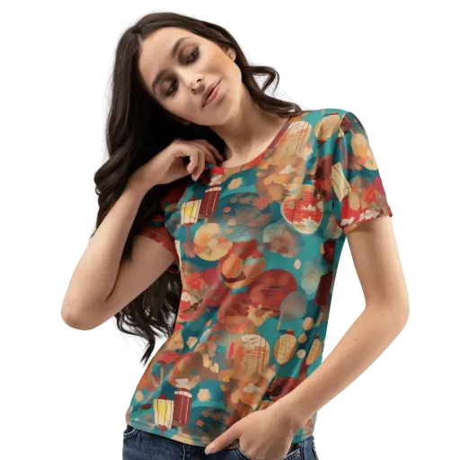 Lantern Garden on a Women's Crew Neck T-Shirt