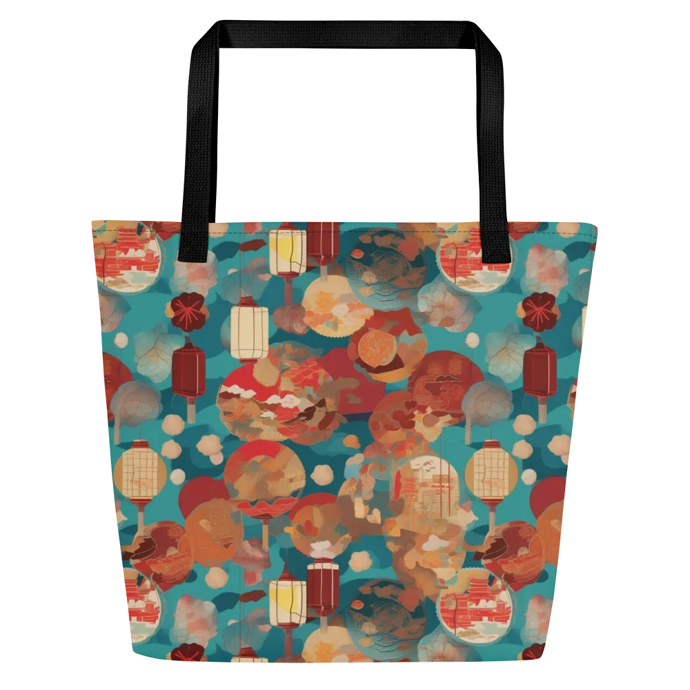 Lantern Garden on Large Tote Bag W/ Pocket — Front