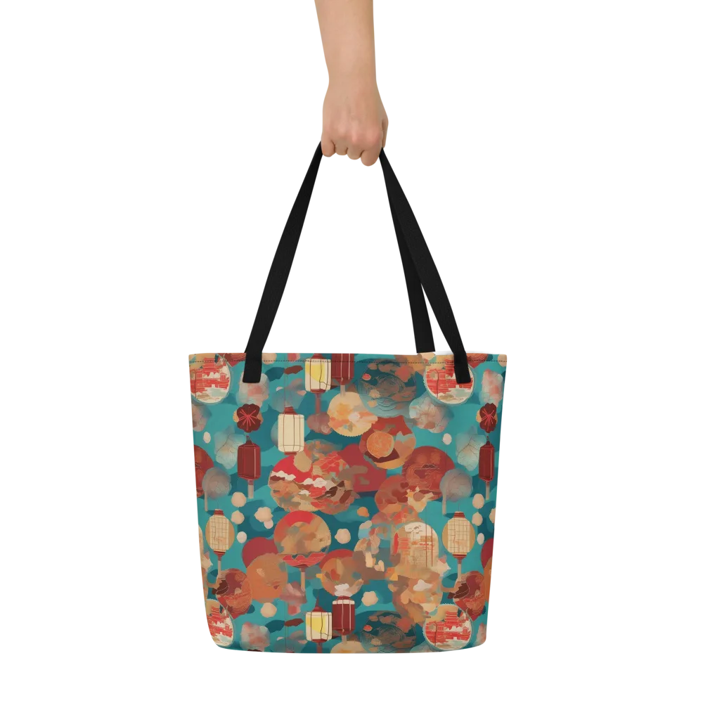 Lantern Garden on Large Tote Bag W/ Pocket — Front