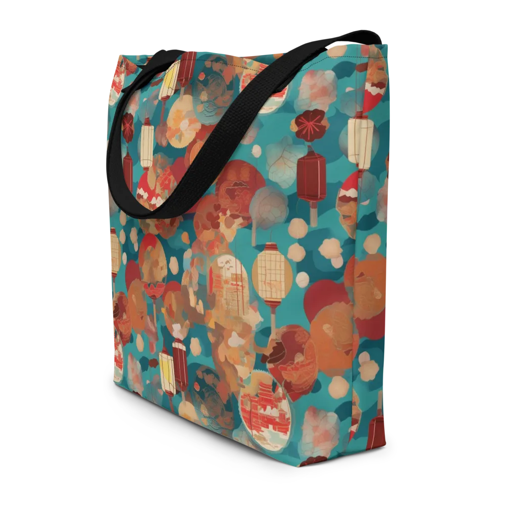 Lantern Garden on Large Tote Bag W/ Pocket — Front