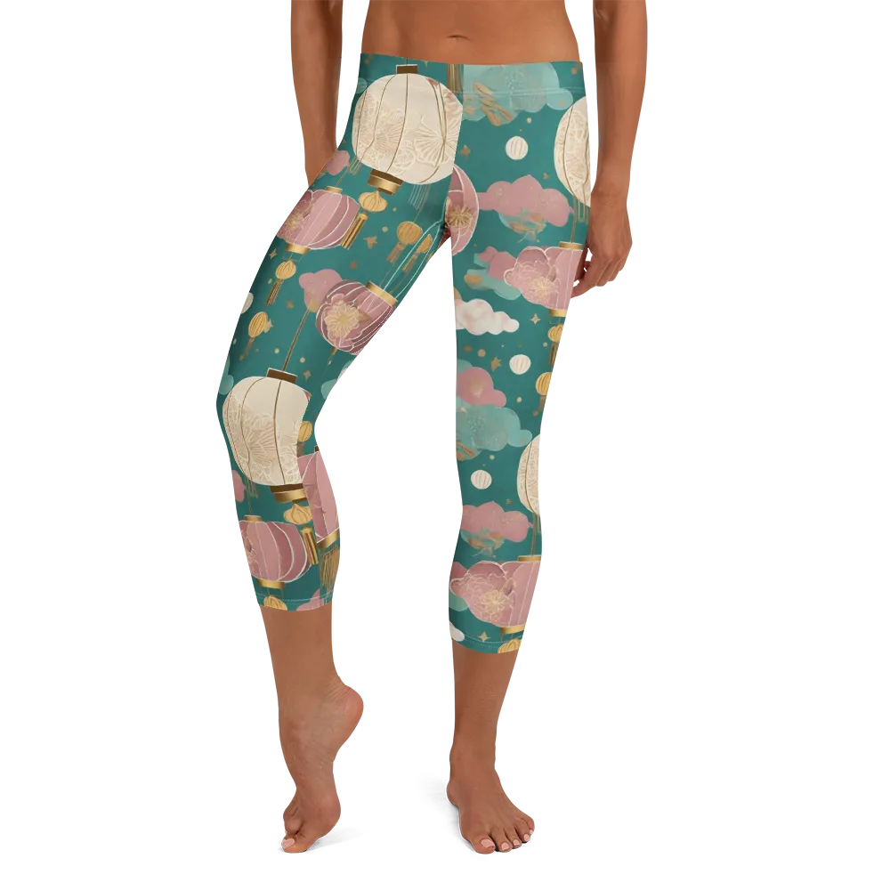 Moonlit Lantern Garden on Capri Leggings — Front