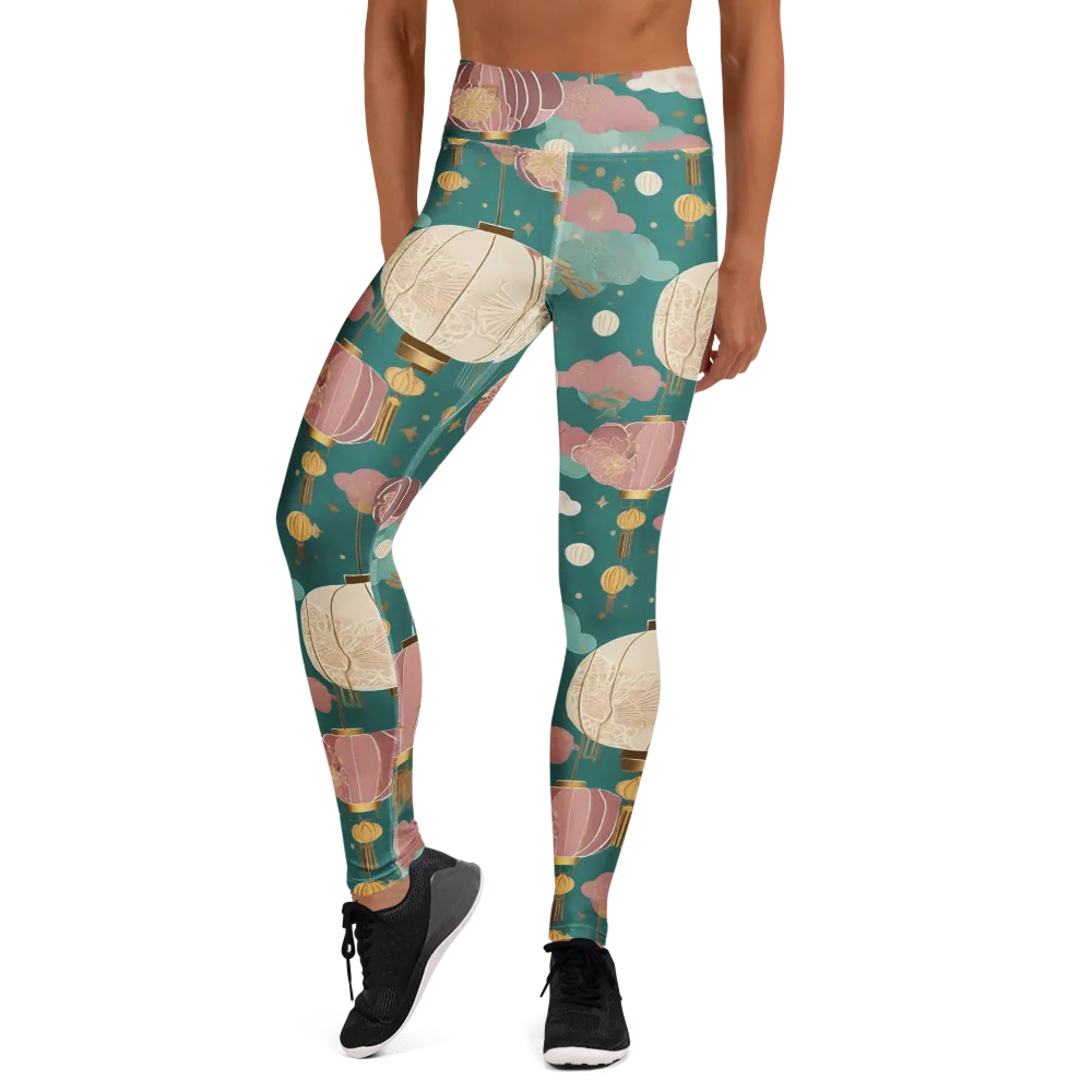 Moonlit Lantern Garden on Yoga Leggings — Front