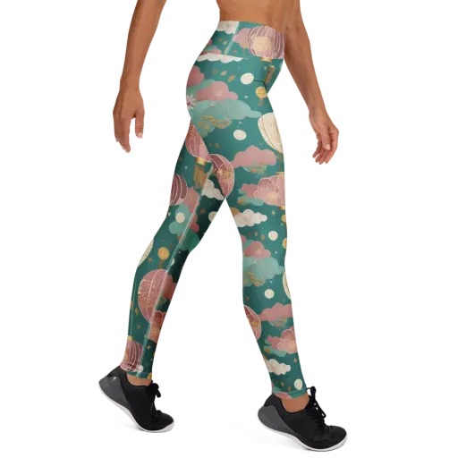 Moonlit Lantern Garden on a Yoga Leggings
