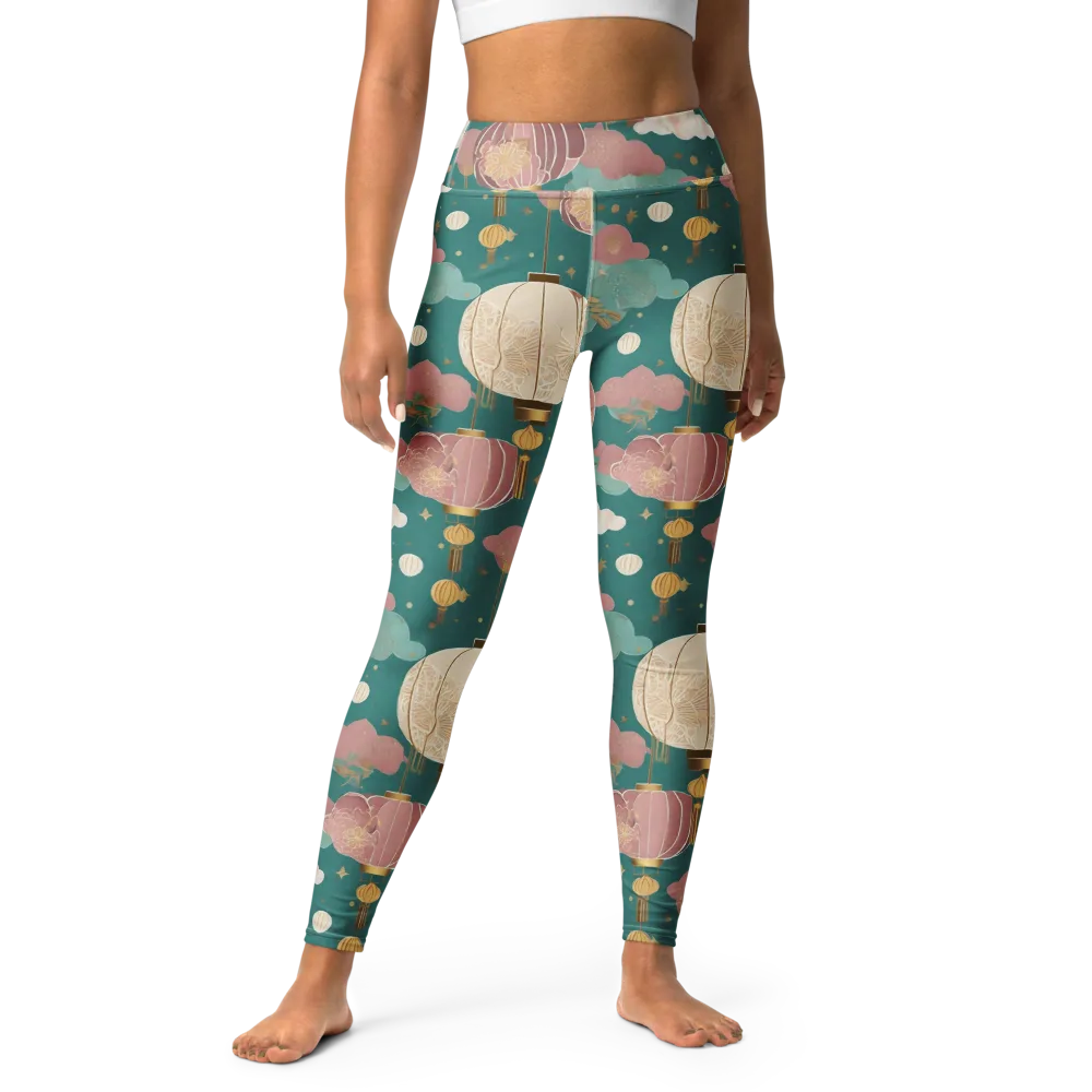 Moonlit Lantern Garden on Yoga Leggings — Front
