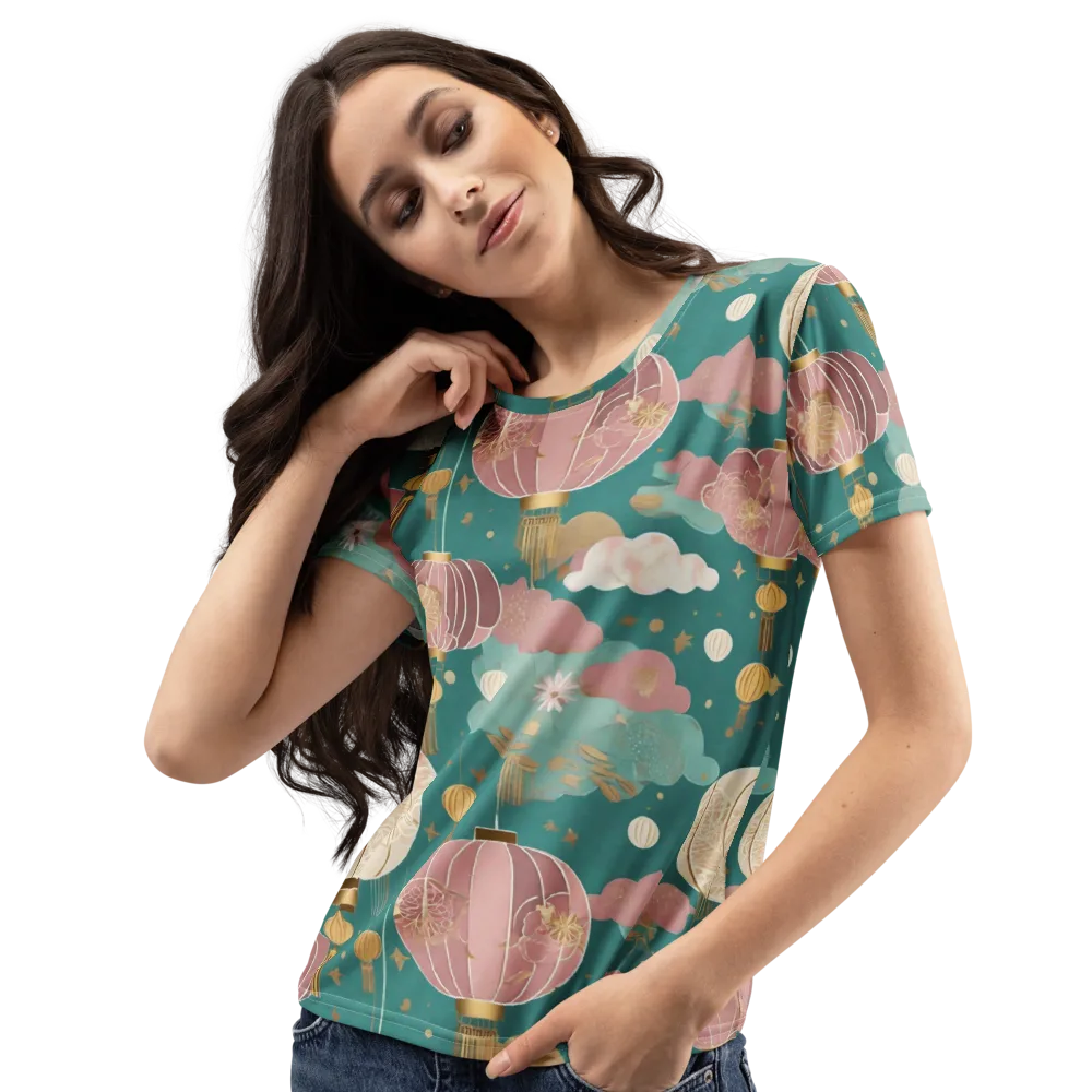Moonlit Lantern Garden on Women's Crew Neck T-Shirt — Left Front