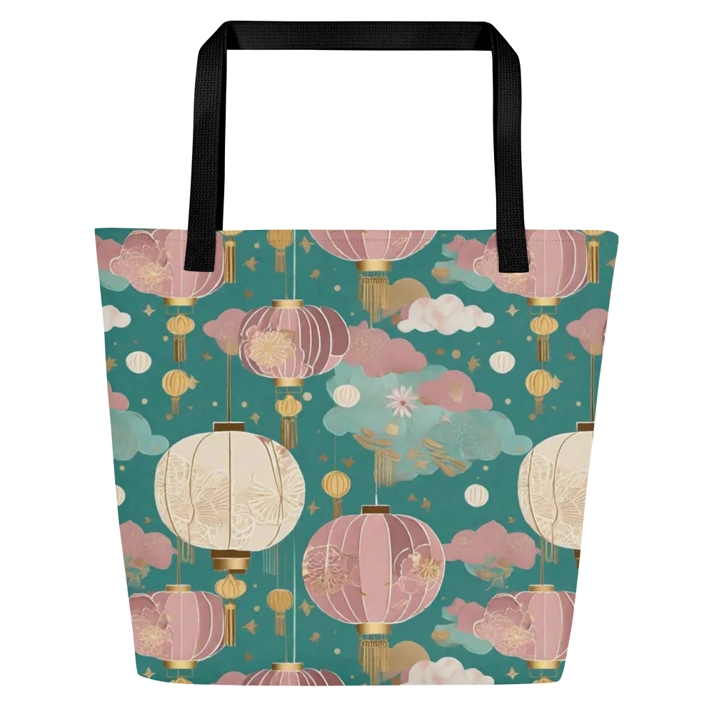 Moonlit Lantern Garden on Large Tote Bag W/ Pocket — Front