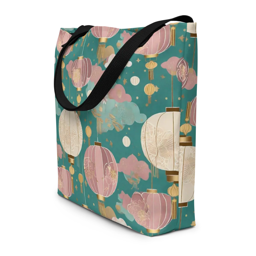 Moonlit Lantern Garden on Large Tote Bag W/ Pocket — Front