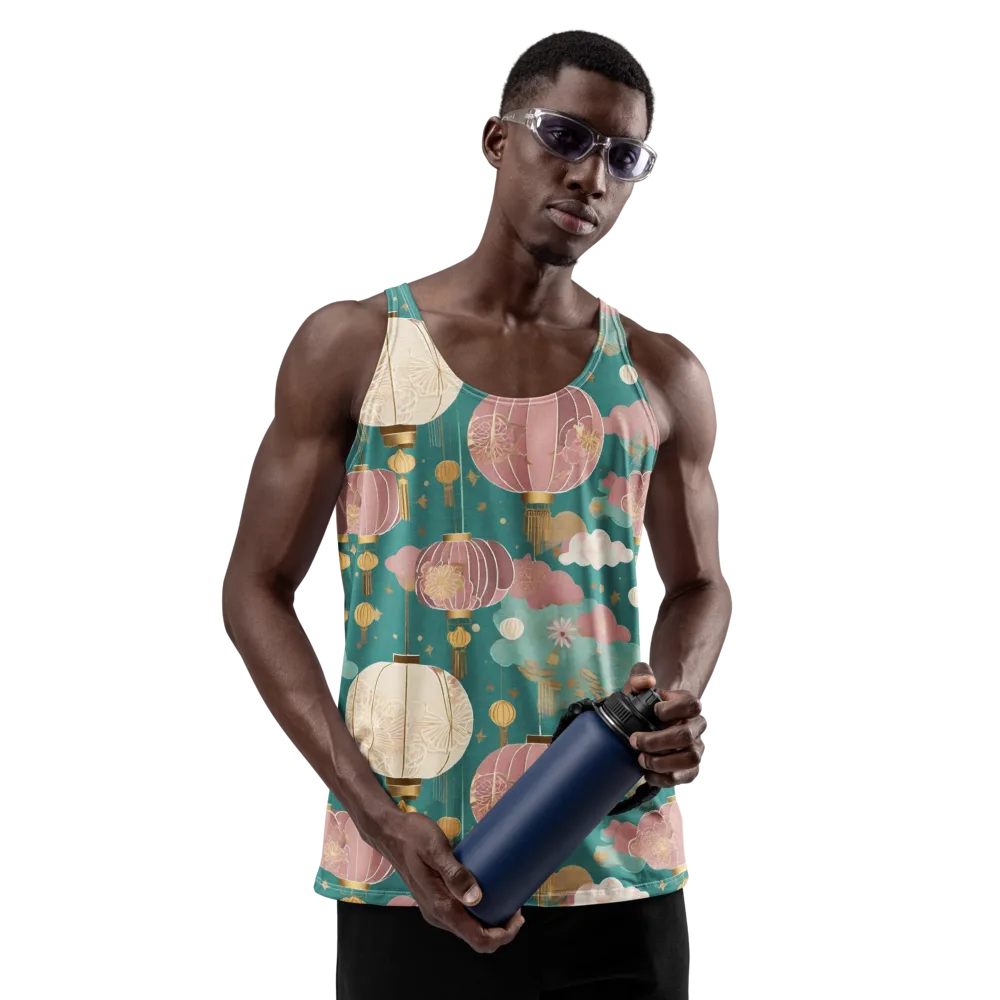 Moonlit Lantern Garden on Men's Tank Top — Front