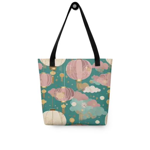 Moonlit Lantern Garden on a Tote Bag