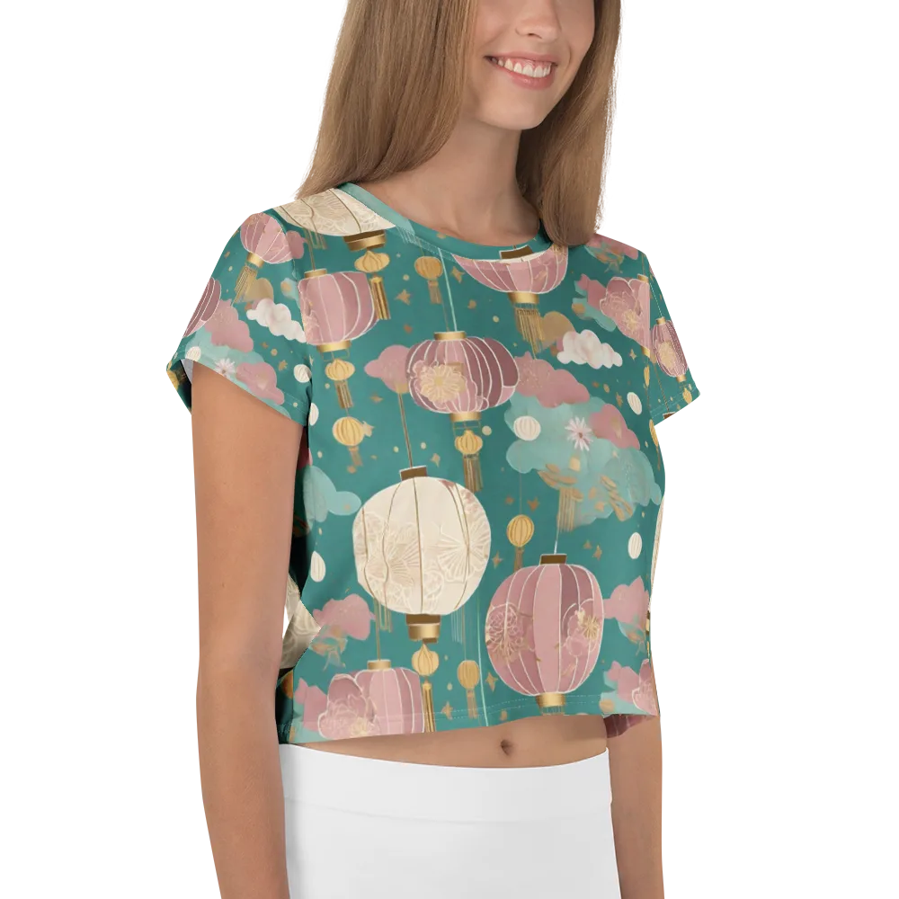 Moonlit Lantern Garden on Crop Tee — Right