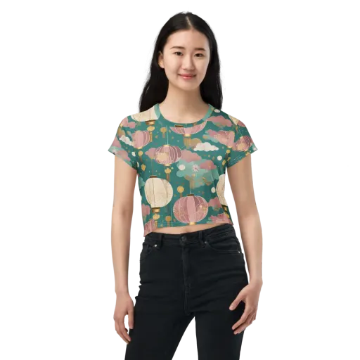Moonlit Lantern Garden on Crop Tee