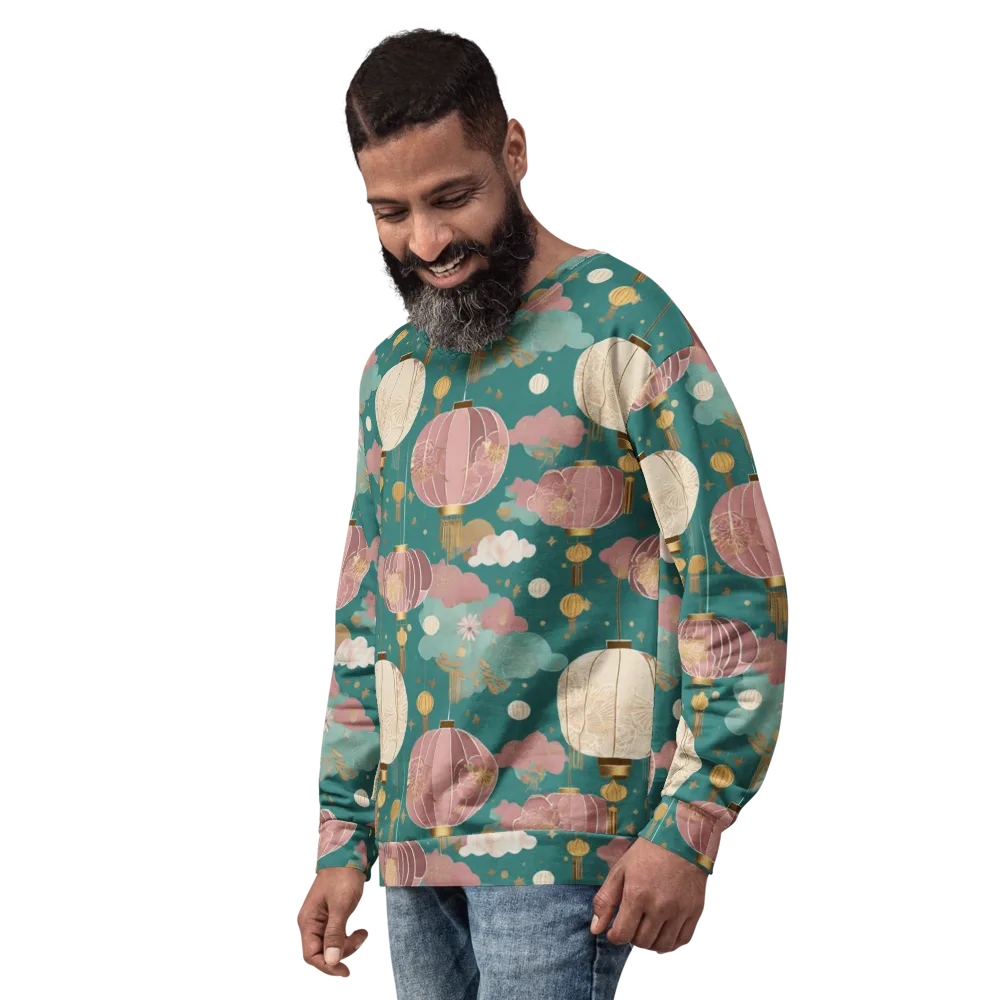 Moonlit Lantern Garden on Sweatshirt — Left Front