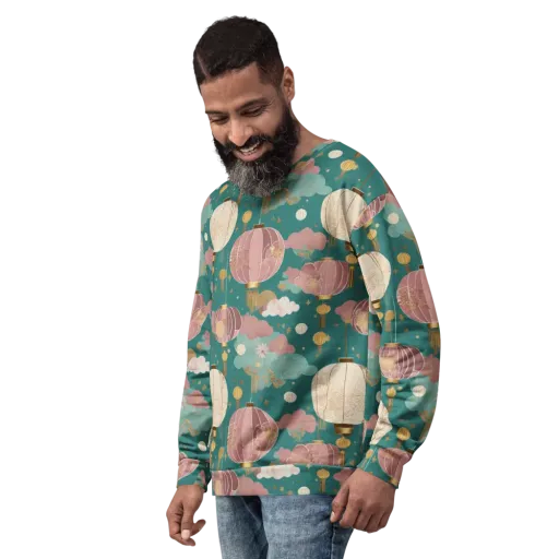 Moonlit Lantern Garden on a Sweatshirt