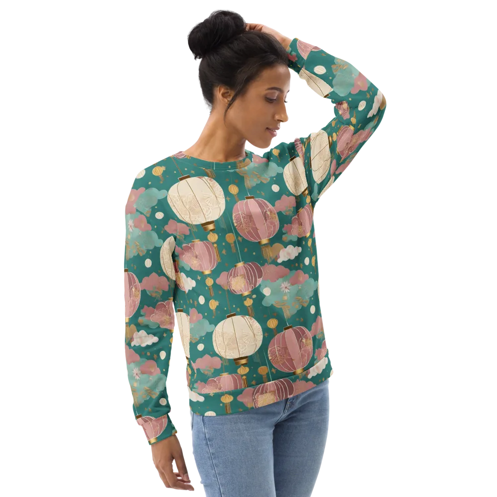 Moonlit Lantern Garden on Sweatshirt — Right Front