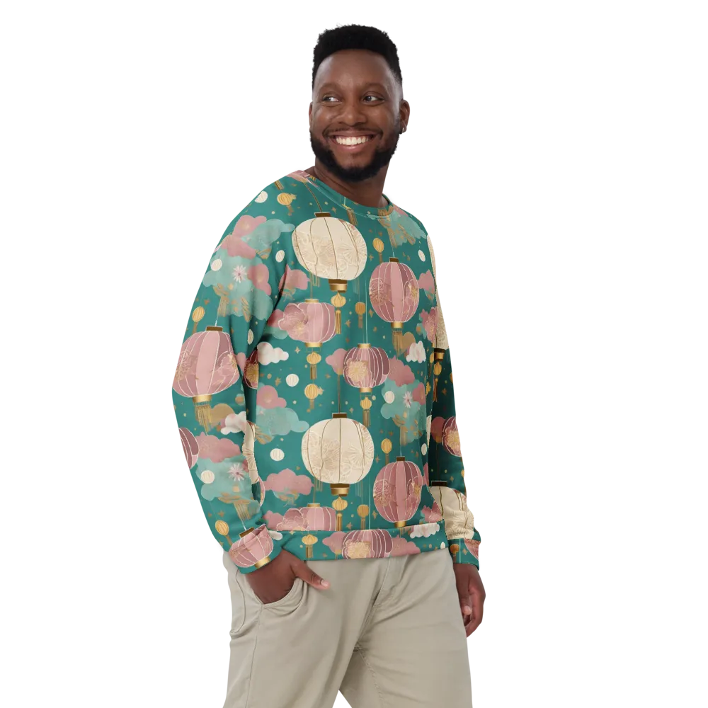 Moonlit Lantern Garden on Sweatshirt — Front