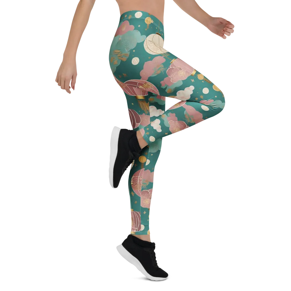 Moonlit Lantern Garden on Leggings — Right