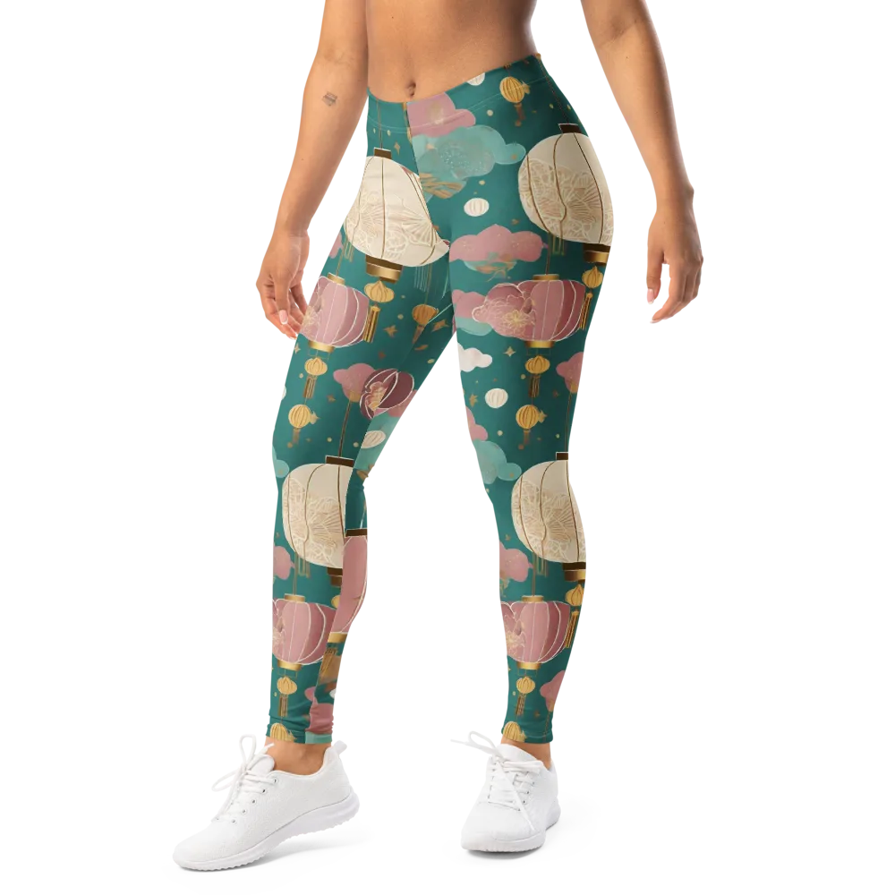 Moonlit Lantern Garden on Leggings — Left Front