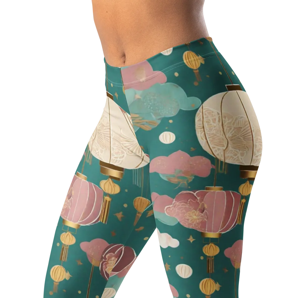 Moonlit Lantern Garden on Leggings — Left Front