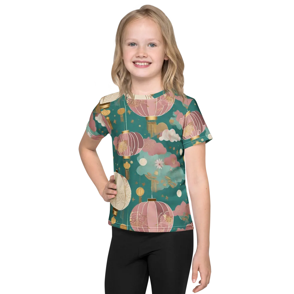 Moonlit Lantern Garden on Kids Crew Neck T-Shirt — Front