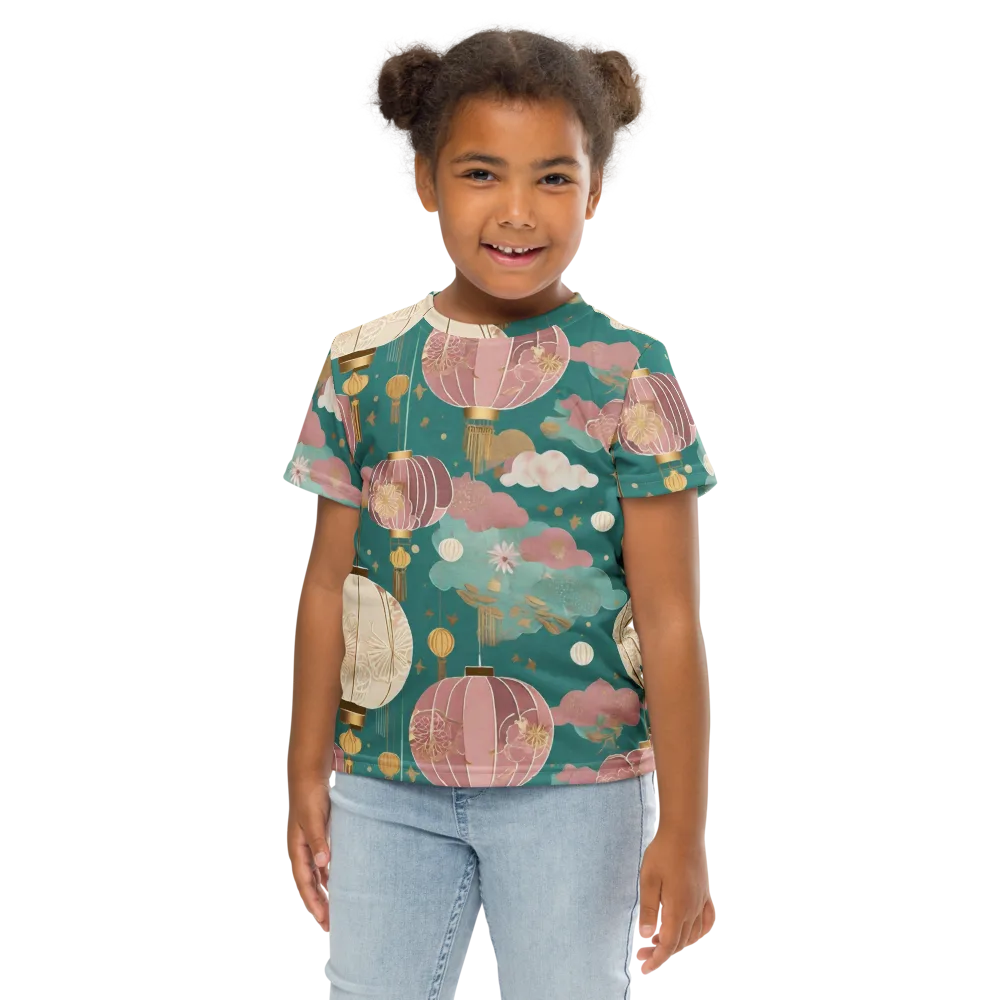 Moonlit Lantern Garden on Kids Crew Neck T-Shirt — Front