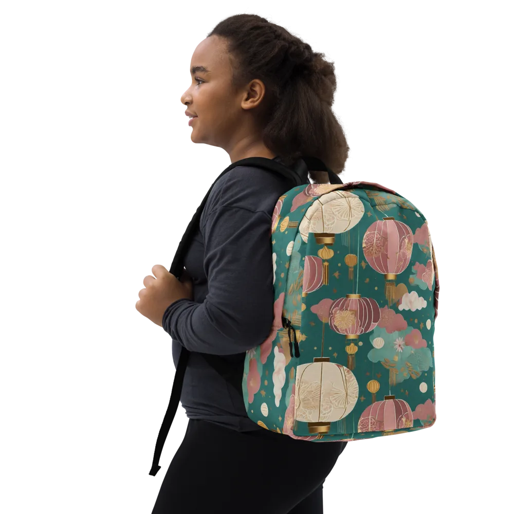 Moonlit Lantern Garden on Minimalist Backpack — Right Front