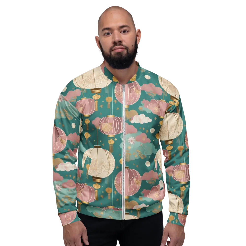 Moonlit Lantern Garden on Bomber Jacket — Front