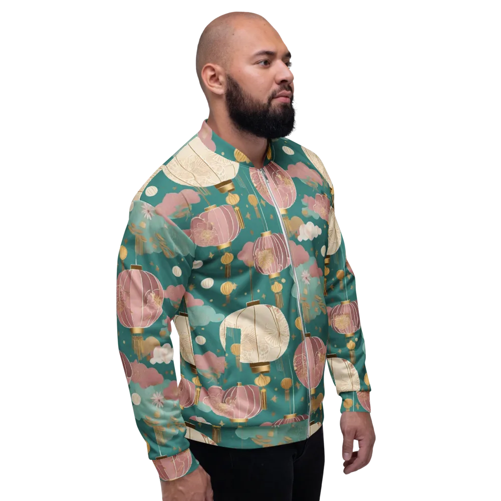 Moonlit Lantern Garden on Bomber Jacket — Right